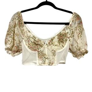 Y2K Coquette Forest Fairy Grunge Corset Top Womens Size Small Whimsigoth Mesh